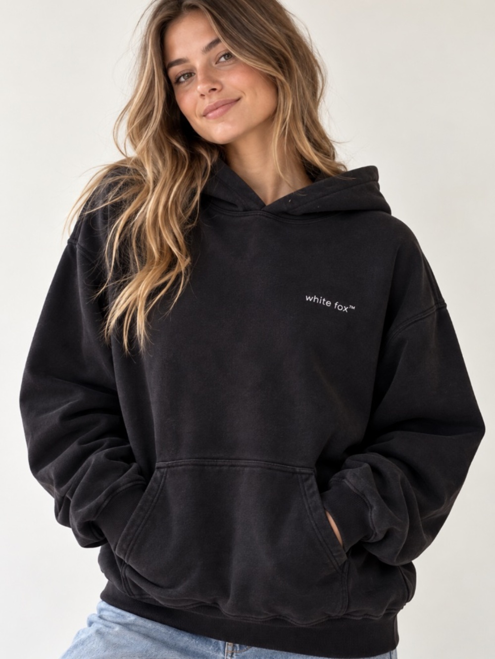 White Fox Black Hoodie